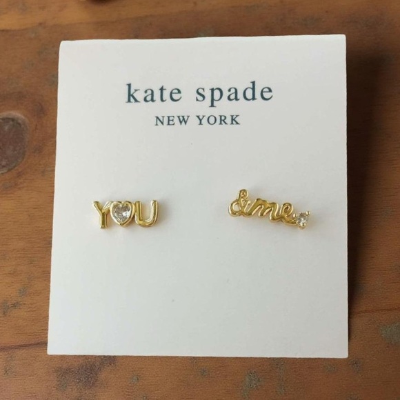 KATE SPADE • You & Me True Love Stud Gold Earrings - Picture 3 of 3